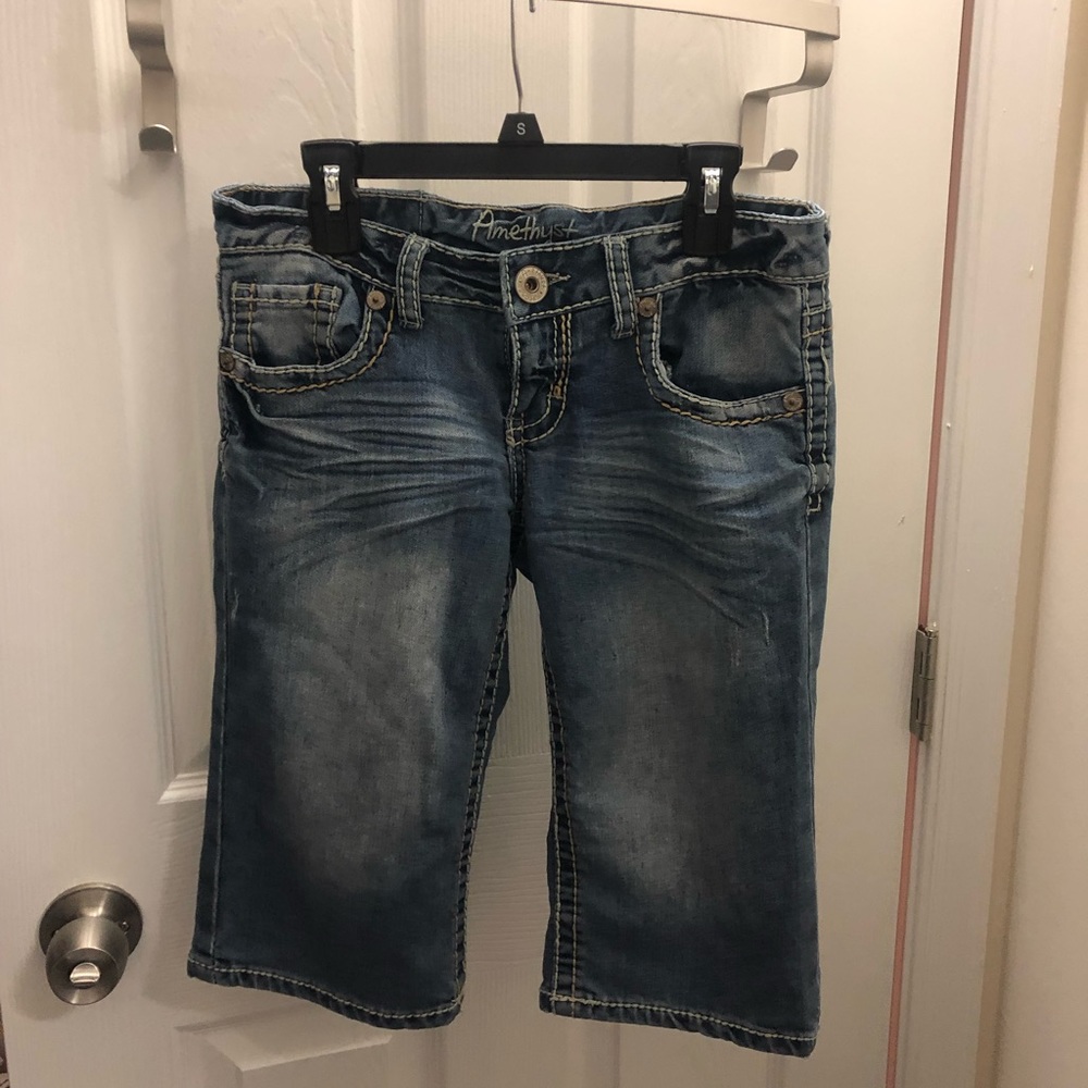 Amethyst knee length denim shorts